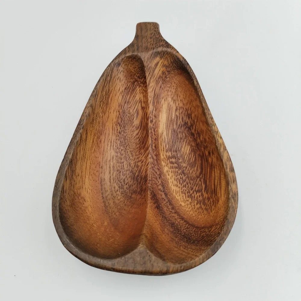 Vintage‎ Hand-Carved Monkey Pod Wood Bowls - Set of 2 (Pear & Kidney Shape)